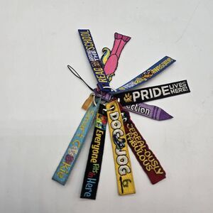 Embroidered Keychains Lot Of 9 Total Novelty Student Colorful Fun 3" School